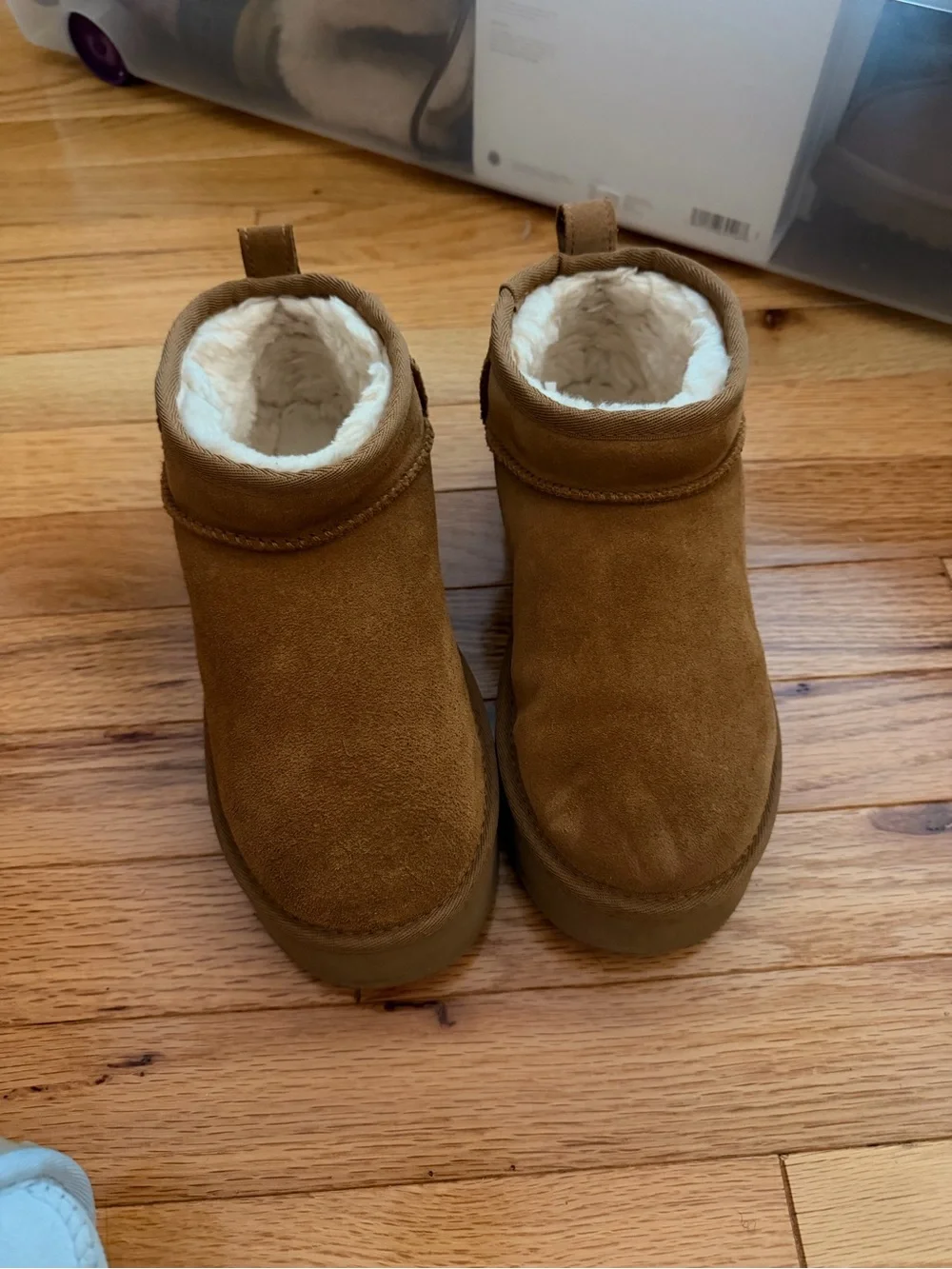 Kids Cozy ugg Shearling Slip-On platform Boots - Brown